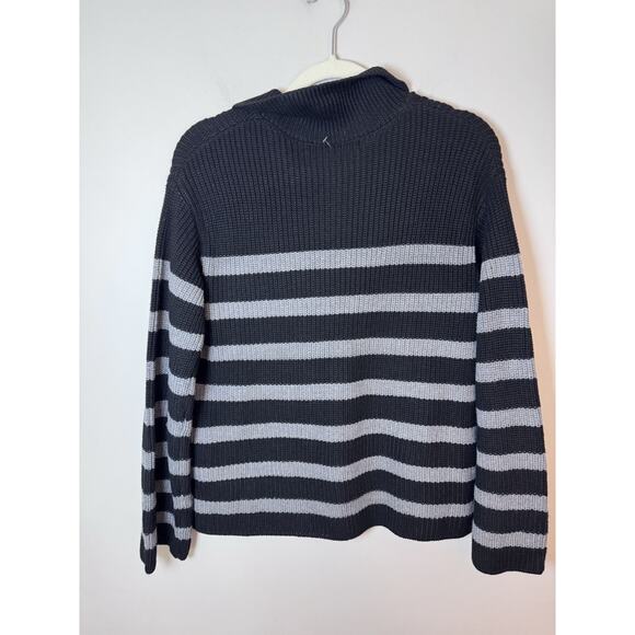English Factory STRIPED HALF-ZIP SWEATER Grey/black Womens Sz XS NEW - Picture 5 of 15